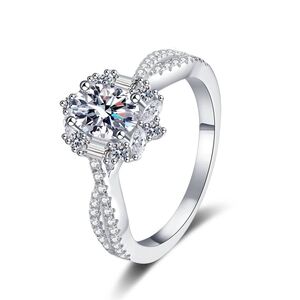 1 CT Moissanite Pave Band Engagement Ring Size 6